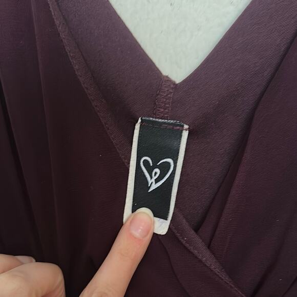 Vintage 90s Eggplant Purple Asymmetrical Midi Dress Windsor Mesh Fairy Grunge - Picture 3 of 6